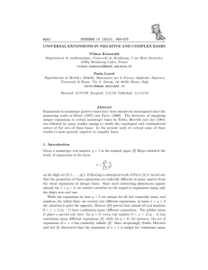 #A50 INTEGERS 10 (2010), 669-679 UNIVERSAL EXPANSIONS IN NEGATIVE AND COMPLEX BASES