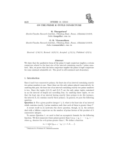 #A28 INTEGERS 14 (2014) ON THE PRIME K-TUPLE CONJECTURE R. Thangadurai