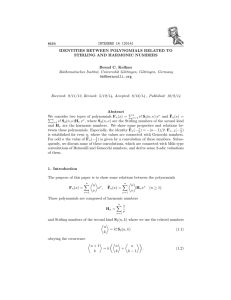 INTEGERS 14 (2014) #A54 IDENTITIES BETWEEN POLYNOMIALS RELATED TO STIRLING AND HARMONIC NUMBERS