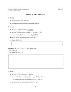 Lesson 24. The Chain Rule 1 Today