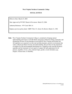 Effective Date: March 25, 2004 Authority Reference:  WV Code 18B-1-6