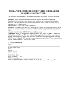 THE LAPAIRE-STITES FRENCH STUDIES SCHOLARSHIP 6-2017 ACADEMIC YEAR 201