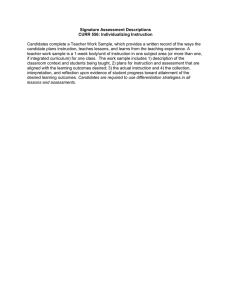 Signature Assessment Descriptions CURR 556: Individualizing Instruction