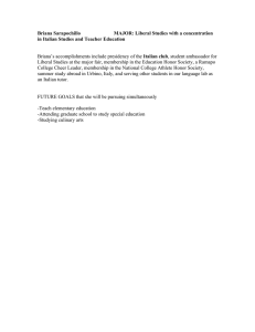 Briana Sarapochillo  MAJOR: Liberal Studies in Italian Studies and Teacher Education