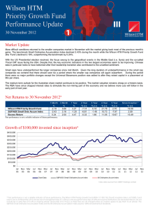 Wilson Priority Growth Fund Performance Update 30 November 2012