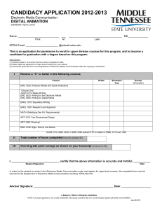 CANDIDACY APPLICATION 2012-2013  DIGITAL ANIMATION