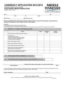 CANDIDACY APPLICATION 2012-2013  ELECTRONIC MEDIA PRODUCTION