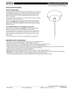 INSTALLATION PROCEDURES “SP” Model Pendants