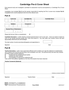 Cambridge Pre-U Cover Sheet