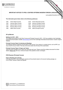 www.XtremePapers.com  IMPORTANT NOTICES TO PRE-U CENTRES OFFERING MODERN FOREIGN LANGUAGES