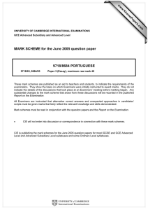 MARK SCHEME for the June 2005 question paper  9718/8684 PORTUGUESE www.XtremePapers.com