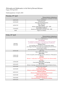 Philosophy and Mathematics in the Work of Bernard Bolzano  Thursday, 15