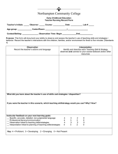 Early Childhood Education Teacher Running Record Form