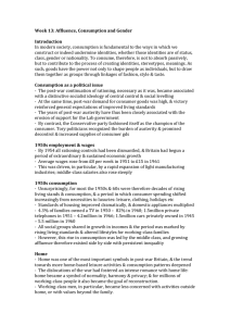Week 13: Affluence, Consumption and Gender  Introduction