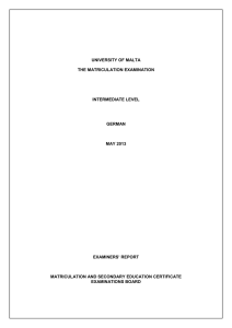 UNIVERSITY OF MALTA THE MATRICULATION EXAMINATION INTERMEDIATE LEVEL
