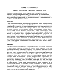 HUAWEI TECHNOLOGIES: Chinese Telecom Giant Establishes Competitive Edge