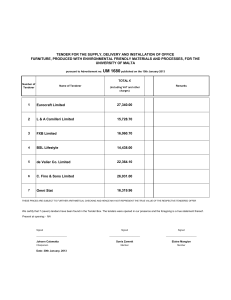 TENDER FOR THE SUPPLY, DELIVERY AND INSTALLATION OF OFFICE