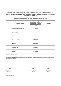 TENDER FOR THE SUPPLY, DELIVERY  INSTALLATION AND COMMISSIONING OF