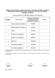 TENDER FOR THE DESIGN, FABRICATION, SUPPLY, DELIVERY AND INSTALLATION OF