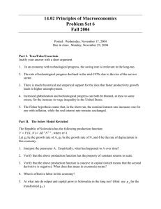 14.02 Principles of Macroeconomics Problem Set 6 Fall 2004