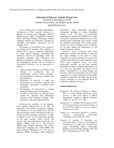 Statement of Interest: Antonio Pareja-Lora Facultad de Informática, UCM