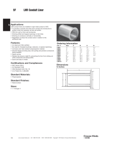 5F LNR Conduit Liner Applications: