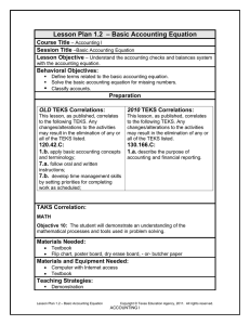 – Basic Accounting Equation Lesson Plan 1.2 Course Title Session Title