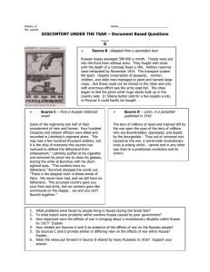 DISCONTENT UNDER THE TSAR – Document Based Questions ___ 6