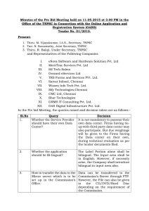 Minutes of the Pre Bid Meeting held on 11.05.2015 at... Office of the TNPSC in Connection with the Online Application...