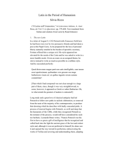 Latin in the Period of Humanism Silvia Rizzo