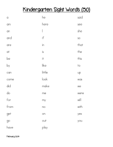 Kindergarten Sight Words (50)