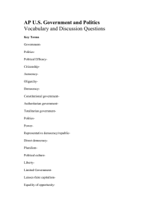 AP U.S. Government and Politics Vocabulary and Discussion Questions