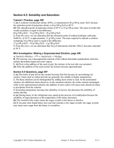 Section 8.5: Solubility and Saturation