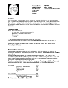 Course Code: FSF 4U1 Course Name: Core French
