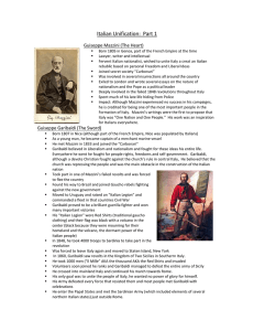 Italian Unification:  Part 1 Guiseppe Mazzini (The Heart)