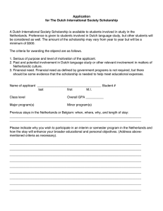 Application for The Dutch International Society Scholarship