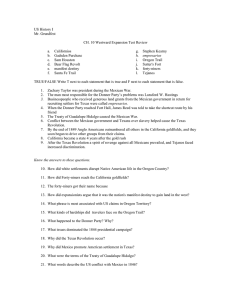 US History I Mr. Grundfest  CH. 10 Westward Expansion Test Review