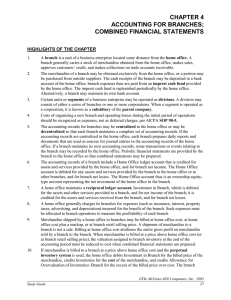 CHAPTER 4 ACCOUNTING FOR BRANCHES; COMBINED FINANCIAL STATEMENTS HIGHLIGHTS OF THE CHAPTER