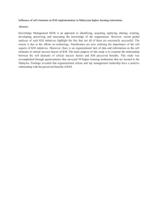 Influence of soft elements on KM implementation in Malaysian higher... Abstract