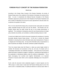 FOREIGN POLICY CONCEPT OF THE RUSSIAN FEDERATION David Law