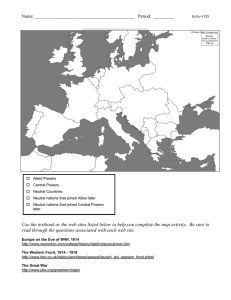 "Europe In 1914" Map Activity