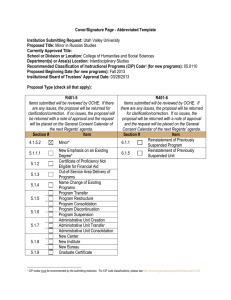 Cover/Signature Page - Abbreviated Template Institution Submitting Request: Proposed Title: Currently Approved Title: