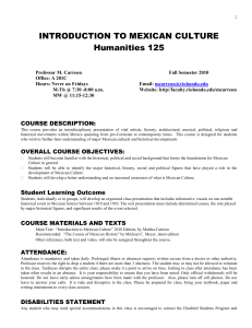 Intro to Mexican Culture Humanities 125