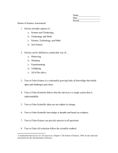 Nature of Science Pre Assessment