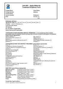 – Apply Make-Up Unit 803 Treatment Evidence Form