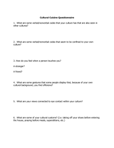Cultural Cuisine Questionnaire