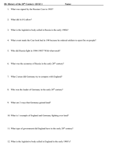 IB- History of the 20 Century: QUIZ 1  Name: ____________________________