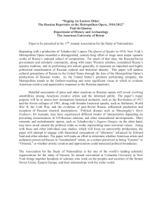 Staging An Eastern Other: The Russian Repertoire at the Metropolitan Opera, 1910-2012