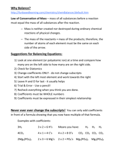 notes for balancing equations