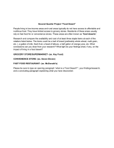 Project “Food Desert” Second Quarter